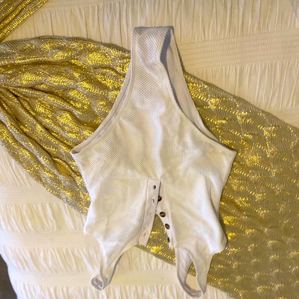 One piece off white medium bathing suit used once